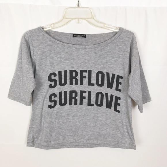 Zara Tops - 🌺ZARA Basic Graphic Crop T-shirt-Gray